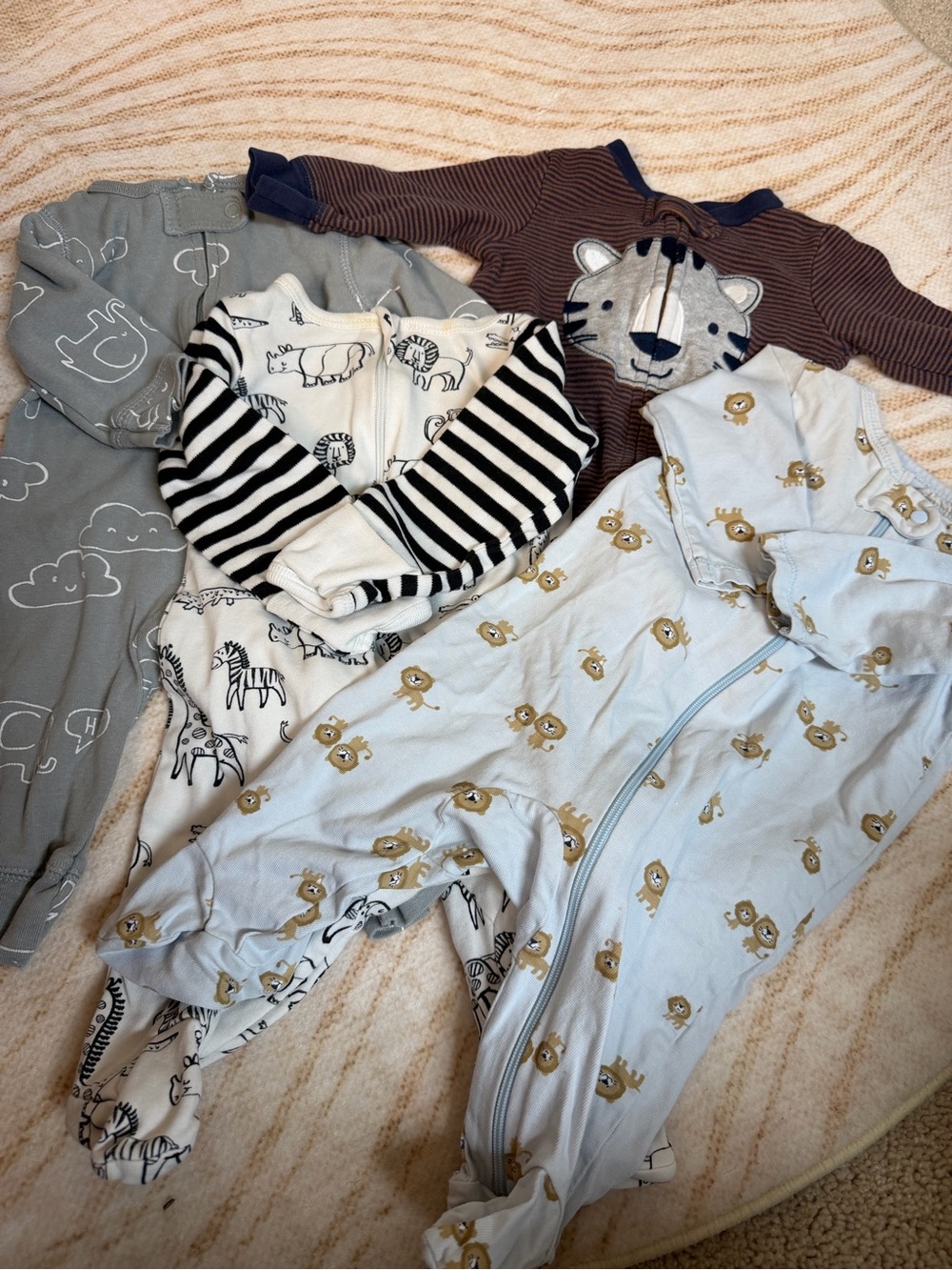 Assorted 0–3 Months Soft Long-Sleeve Baby Pajamas & Footies